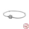 Brazalete de plata esterlina 925 Estrella Corazón Corona Redonda Cadena de serpiente brillante Pulsera básica Ajuste Marca original Charm Bead Joyería de mujer 220831