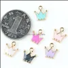 Charms 100Pcs Mixed Color 12X12Mm Enamel Princess Crown Pendant Charms Gold Tone Alloy Metal Oil Drop Diy Bracelet Necklace Lulubaby Dhg5O