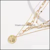 Подвесные ожерелья персонализированные богемные золотые бабочки Жемчужные ожерелья для женщин мода Mtilayer Подвесной колье портрет чокеры n dhn1o