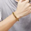 Bangle Hiphop Chain Bracelets For Men Never Fade Gold Color Stainless Steel Bracelet Manly Wrist 866" Classic Mens Jewellery Wholesale 220831