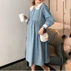 Wiosna Koreańska Moda Bawełniana bawełniana sukienka ciążowa Elegancka elegancka ubrania dla kobiet w ciąży luźna sukienka ciążowa 20220831 e3