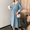 Printemps mode coréenne Plaid coton robe de maternité Chic Ins doux vêtements pour femmes enceintes robe de grossesse ample 20220831 E3