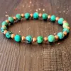 MG1609 Strand New Design Throat Chakra Wrist Mala Bracelet 6 MM African Turquoise & Copper Beaded Bracelet For Women