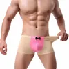 Underpants Fashion Men Boxer Ice Silk Bow U Penis Cash Maschio MANGEIERE SEXY patchwork maschile boxer cortometrie Cueca hombre