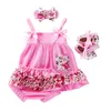 Ensembles de vêtements bébé Swing Top Rose bébé filles vêtements ensemble été Style infantile à volants tenues cadeaux de Noël nés fille vêtements 220830