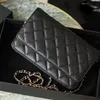 9A Designer Bags Card Holder Ladies Mode Shoulder Bag Gold Caviar äkta läderkedjespåse quiltad myntväska med presentförpackning WA232C
