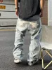 Мужские джинсы мешковатые мужчины Y2K модельер -дизайнер черная звезда печатные брюки Bottoms Streetwear Случайная низкая талия.