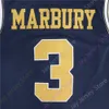 Yeni NCAA Koleji Jersey Georgia Tech Sarı Ceket Basketbol 3 Stephon Marbury Donanma Boyutu Genç Yetişkin