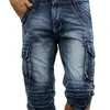 Мужские джинсы, летние джинсовые шорты-карго в стиле ретро, винтажные байкерские шорты в стиле милитари с множеством карманов для мужчин, выцветшие кислотой, 220831