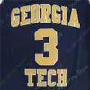 Georgia Tech Yellow Jackets كرة السلة Jersey NCAA College Stephon Marbury Size S-3XL جميع الشباب المخيطين البحرية