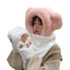 Bérets mignon ours oreille en peluche chapeau écharpe gants ensemble décontracté femmes casquettes présent pour les filles livraison directe