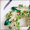 Pins Brooches 2 Inch Gold Plated Green And Lime Rhinestone Crystal Wreath Flower Brooch C3 Drop Delivery 2021 Jewelry Mjfashion Dh8Nb