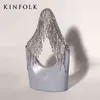 Omuz Çantaları Yeniden Kullanılabilir Tasarımcı Kadın Rhinestones Akşam Çantası Crystal Fringe Tote El Partisi Püskül Tassel Omuz Crossbody 220512