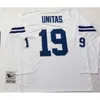 Vintage Indianapolis #19 Johnny Unitas Jersey Colt Cheap Blue White Johnny Unitas Long Sleeve Adult Stitched Football Jerseys Shirts