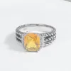 Klassische Frauen Ring Eingelegt blau Topaz Farb Zirkon Retro Rings1002049