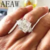 Anelli di nozze ad anello solitario AEAW 7ct Radiant Cut Engagement 160ct Trilion s Anniversary Solid 14K White Gold for Women 220829