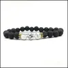 Brins Perlés 16 Couleurs Chakras Perles De Pierre De Lave Noire Strand Bracelet Huile Essentielle Diffuseur Bracelets Roche Volcanique Perlé Elasti Dhk2R