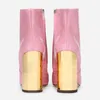 2022 Cowskin Pink Patent Leather Ankle Boots 10cm Gold Square High Heels Shoes Martin Half Booties Round Toes Pattern Catwalk Party Wedding Siz 34-43 Blandad färg