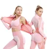 Ensembles actifs 2/3 pièces ensemble de yoga barre taille haute pantalons serrés vêtements d'exercice de gymnastique vêtements de sport appropriés pour les femmes veste à glissière leggings costume