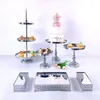 Bakeware Aletleri Gümüş Altın 7-17pcs Electoplat Metal Kristal Kek Stand Set Düğün Doğum Günü Partisi Tatlı Cupcake Plaka Rafı