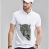 Men's Polos Spring And Summer Men's Button Design T-Shirt Cotton Loose Diamond Style Lapel Black White Short-Sleeved All-Match Top