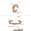 Andere Schmucksets Schmuckset Magnetisches Kupferarmband Ring Heilenergie Schmucksets für Frauen Roségold Verstellbarer Manschettenring Armbänder Armreifen 220831