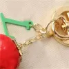 Modemärke Gold Keychain Green Letter Love Strawberry Keychains Pendant Key Buckle Ladies Bag Keyring Accessories 2208316D