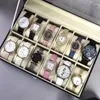 Watch Boxes Large Double-Layer Leather Storage Box Organizer Mens Display Holder Cases Black Jewelry Gift Case