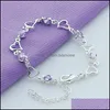 Link Chain 925 Sterling Sier Heart Purple Zircon Armband f￶r kvinnor smycken engagemang party julklapp 1202 t2 droppleverans 20 dhima