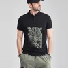 Men's Polos Spring And Summer Men's Button Design T-Shirt Cotton Loose Diamond Style Lapel Black White Short-Sleeved All-Match Top