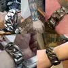Bangle Heavy Metal 31mm Wide Curb Chain Man Armband Män i rostfritt stål Massiva manliga smycken Mensarmband Bangles On Handhandtag 220831