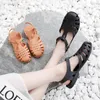 S TOE SOLID WOMEN RAP HOLLOW SANDALS OUT LADY SUMMER SUMMER BROINGABLE NON SLIP ANKLE STRAPラバーシューズ快適なソフトソール377サンダルシューズ