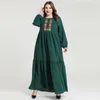 Vestidos casuais israelense plus size confortável e moda feminina árabe bordadas plissadas saia longa mulheres muçulmanas