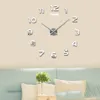 소형 거울 벽 시계 현대 디자인 3D 배경 Wallclock DIY 홈 거실 사무실 장식