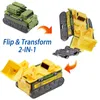 Figuras de brinquedos de ação TransRacers 1pcs 2in1 Flip Transforming Vehicles Vehicles Forklift Blindado Crane Road Roller Mini Flip Kid Toy Greis de aniversário 220830