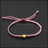 Braccialetti con ciondoli Oro Sier Bracciale con ciondoli a cuore d'amore Donna Uomo Amanti Auguro buona fortuna Stringa rossa intrecciata Coppia regolabile B Mjfashion Dhhyj