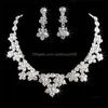 Wedding Jewelry Sets Wedding Jewelry Sets Engagement Bridal Rhinestone Earring And Necklace Simple Shining Dress Accessories In Bk 70 Dhocb