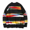 Sweaters voor heren oversized gebreide trui heren Harajuku vintage regenboog gestreepte patchwork jumper streetwear hiphop casual losse pullover unisex 220831