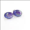 Stud 13x18mm Oval Denizkızı Balık Ölçeği Saplama Küpe Paslanmaz Çelik Küpeler Drusy Druzy Mücevher Kadın Parti Hediye Elbise Şeker Renkleri Dr Dhqtz