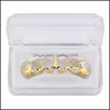 Grillz Dental Grills New Gold Sier Hollow Open Dlampnd Cut 6 Tooth Tooth Bottom Grills Teeth Caps Hiphop Grillz Set Party Jewelry 535 Dhkei