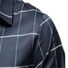 Мужские повседневные рубашки мужская пальто оценочная клетчатая печать теплой пуговица с длинным рукава