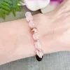 MG1571 Strand Womens Rose Quartz e Smoky Quartz Gemstone Bracelet Chakra Chakra Wrist Mala cura cristais de braceletes de mi￧angas