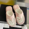 New Ladies Slippers Luxury Designer Sandals Flat Rubber Beach Shoes Thick Bottom Sheepskin Foaming Outsole Candy Color Bread Flip-flops 2cm 35-40