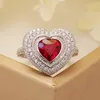 Solitaire Ring Wedding Rings Main Lab Ruby 10Carat 65mm Heart Shap Side Stone 10K White Gold Fine Valentines Day Annive 220829