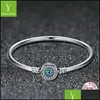 Bangle Real 925 Sterling Sier Blue Lucky Evil Eye of Guarding Armband Bangles Diy Accessories Smycken Drop Delivery 2021 Bdejew DHPP7