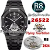 R8F V3 Extra dünne Tourbillon-Herrenuhr mit Handaufzug r8f26522 41 mm SIHH mechanisch PVD-beschichtetes Zifferblatt ganz in Schwarz Edelstahlarmband 2022 Super Edition Ewigkeitsuhren