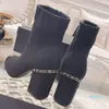 Boots Winter Womens High Block Heel Leather Designer Autumn Sexy Round Toe