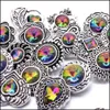 Charms Colorf Rainbow Crystal Vintage Sier Color Snap Button Charms Женщины выводы ювелирных изделий Bright Athestone 18 -миллиметровый металлический DHSeller2010 DHGHN