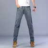 Mens Jeans Classic Style Business Casual Advanced Stretch Regular Fit Denim Trousers Gray Blue Pants Male 220831