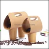 Party Decoration Disponible Kraft Paper Cup Bashandtag Holder Eco Friendly Coffee Milk Teray Takeaway Drink Packaging 50st/Lot S DHHSC